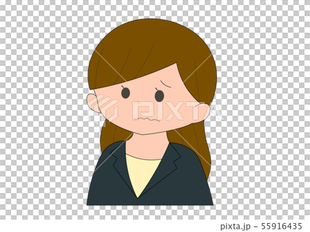 困り顔の女性　茶髪 55916435