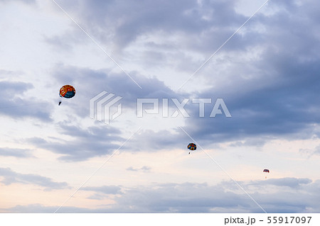 Couple parasailing on Langkawi island, Malaysia 55917097