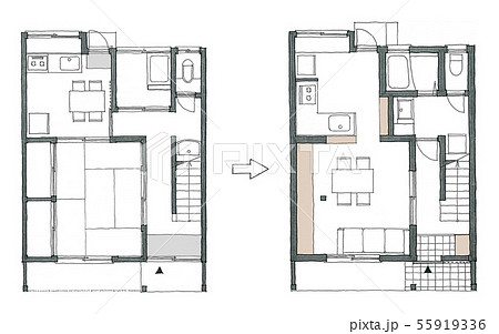 アパートリフォーム間取りのイラスト素材
