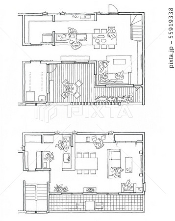 LDK間取り白黒 55919338