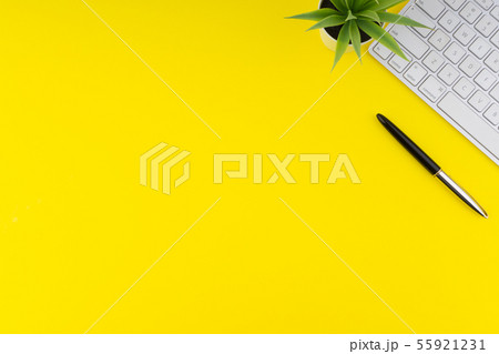 Flat lay view of office table desk Flat lay view of office table desk 55921231