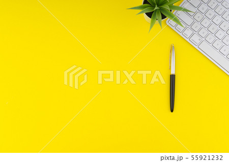 Flat lay view of office table desk Flat lay view of office table desk 55921232