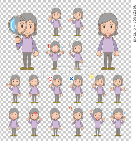 Elderly elderly grandmother pose facial expression set main line available Elderly elderly grandmother pose facial expression set main line available 55922266