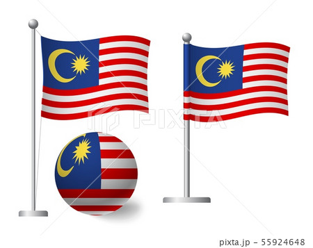 Malaysia flag on pole and ball icon Malaysia flag on pole and ball icon 55924648