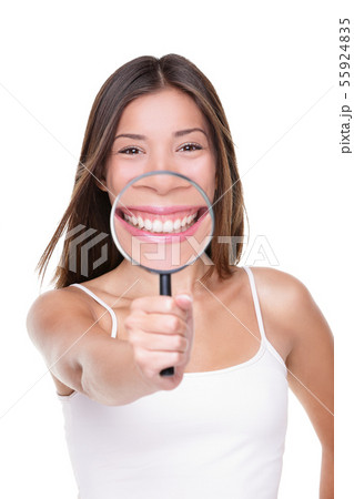 Woman showing perfect smile white teeth dental Woman showing perfect smile white teeth dental 55924835