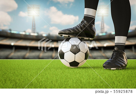 Soccer Player Standing With Soccer Ballのイラスト素材