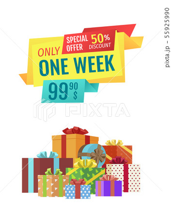 Only One Week Special Discount Vector Illustrationのイラスト素材