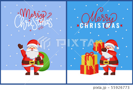 Merry Christmas greeting card with Santa Claus 55926773