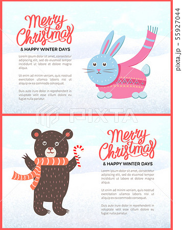 Merry Christmas and Happy New Year Posters Set 55927044