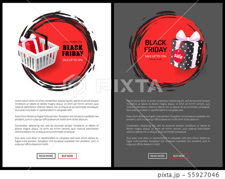 Black Friday Sale Web Banners with Basket and Gift 55927046