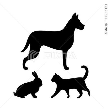 Dog Puppy, Cat and Bunny Silhouettes Icons Set 55927163