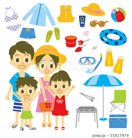 家族　海水浴　プール　素材セット 55927979