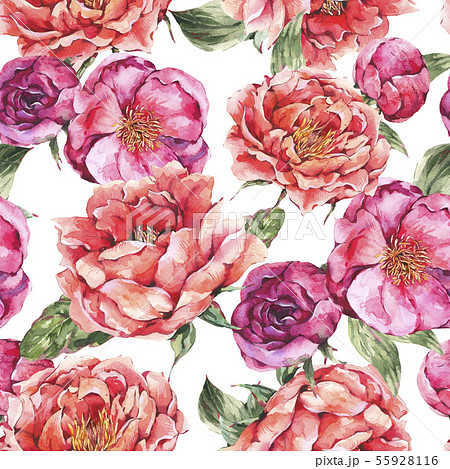 Vintage Watercolor Seamless Pattern with Blooming Vintage Watercolor Seamless Pattern with Blooming 55928116