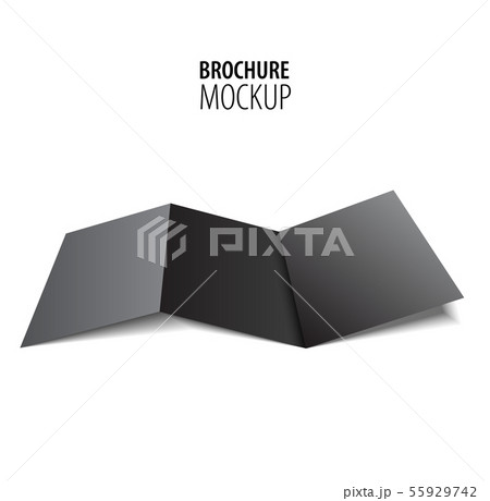 Blank trifold paper black brochure mockup isolated on white. Vector Illustration 55929742