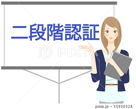 スクリーン　説明する女性　2段階認証　決済　ウェブサイト 55930328