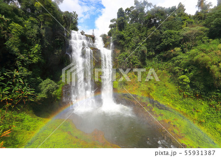 ラオス、パークセー周辺のの滝の入り口 ラオス、パークセー周辺のの滝の入り口 55931387