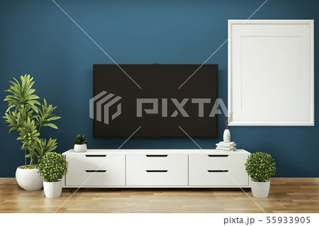 cabinet mock up on room dark blue on floor wooden 55933905
