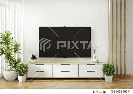 Tv shelf in modern empty room and decoration 55933907