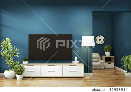 cabinet mock up on room dark blue on floor wooden 55933914