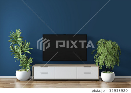 cabinet mock up on room dark blue on floor wooden 55933920