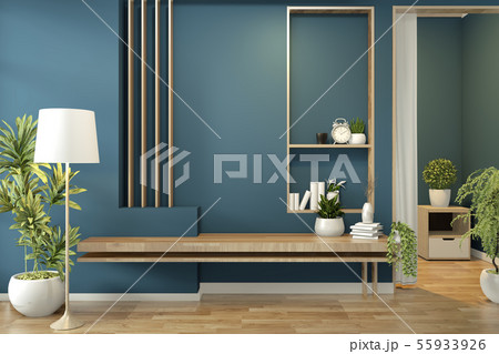 cabinet mock up on room dark blue on floor wooden 55933926