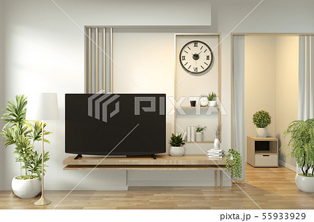 Tv shelf in modern empty room and decoration 55933929