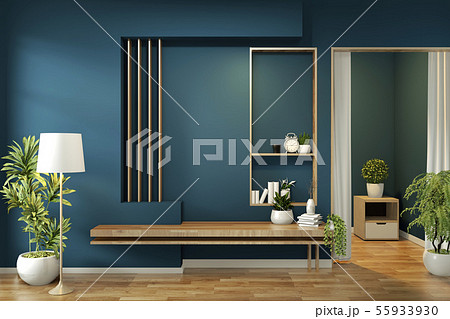 cabinet mock up on room dark blue on floor wooden 55933930