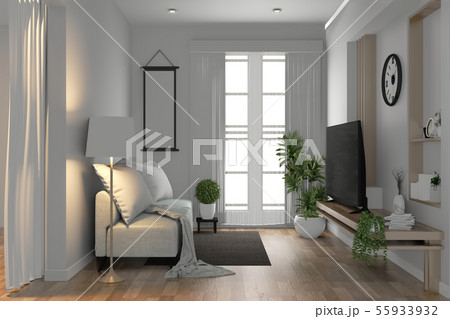 Tv shelf in modern empty room and decoration 55933932