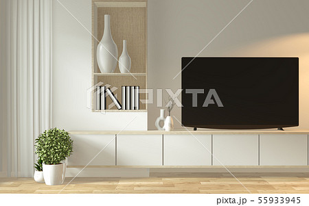 Mock up Tv cabinet in zen modern empty room 55933945
