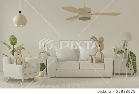 Mock up poster frame and white sofa on white 55933979