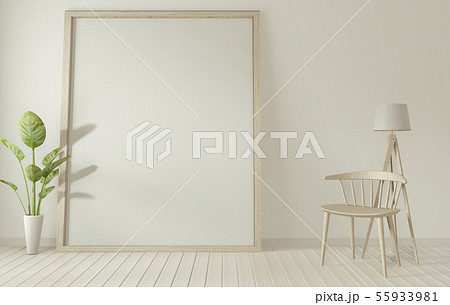 mock up poster frame and white chair on white 55933981