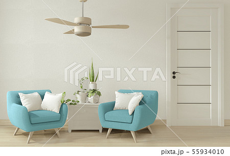 Interior poster mock up living room with blue Interior poster mock up living room with blue 55934010