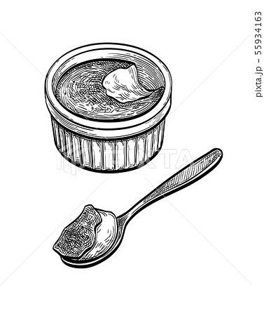 ink sketch of creme brulee. 55934163