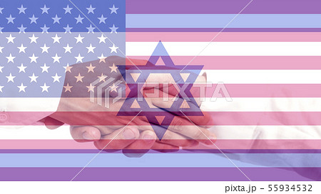 USA and Israel flag with handshake 55934532