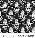 Black and white seamless hand-drawn skull pattern 55934666
