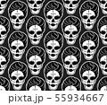 Black and white seamless hand-drawn skull pattern 55934667