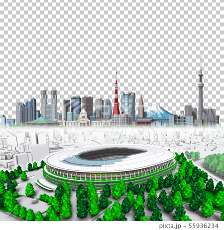 新國家體育場+東京新22白色背景 55936234