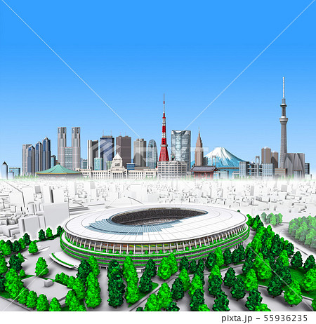 新国立競技場+東京新22青空 新国立競技場+東京新22青空 55936235
