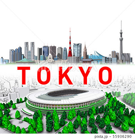 新国立競技場＋東京新屋根文字白バック 55936290