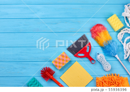 House cleaning products, copy space. House cleaning products, copy space. 55936396