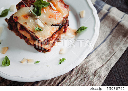 tradicional Parmigiana di melanzane: baked eggplant - italy, sicily cousine.Baked eggplant with 55936742