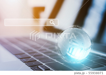 Laptop  computer and world  with internet network 55938071
