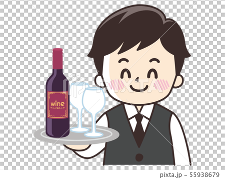 服務員和紅酒 服務員和紅酒 55938679