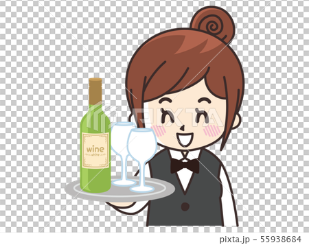女服務員和白葡萄酒 55938684