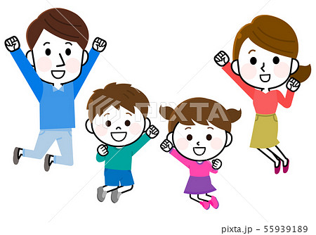 ジャンプする　家族　イラスト02 55939189