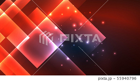 Neon glowing techno square rectangle lines, blue hi-tech futuristic abstract background Neon glowing techno square rectangle lines, blue hi-tech futuristic abstract background 55940796