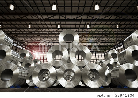 roll of steel sheet in factory 55941204