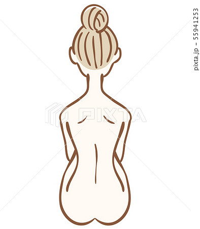 裸で座る女性の後ろ姿のイラスト素材