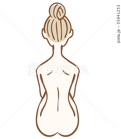 Naked woman sitting. Back view. Isolated on white. ilustração do Stock