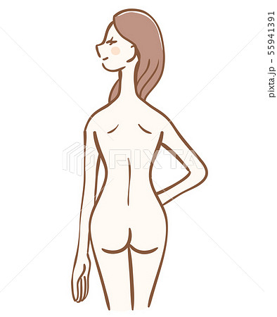 女性ヌード 後ろ姿 美容イメージのイラスト素材